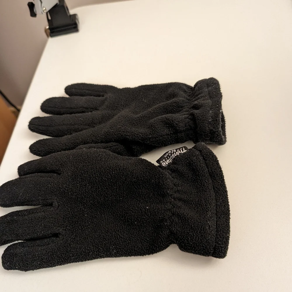 Black fleece Thinsulate fleece gloves Size M, Fuzzy, warm